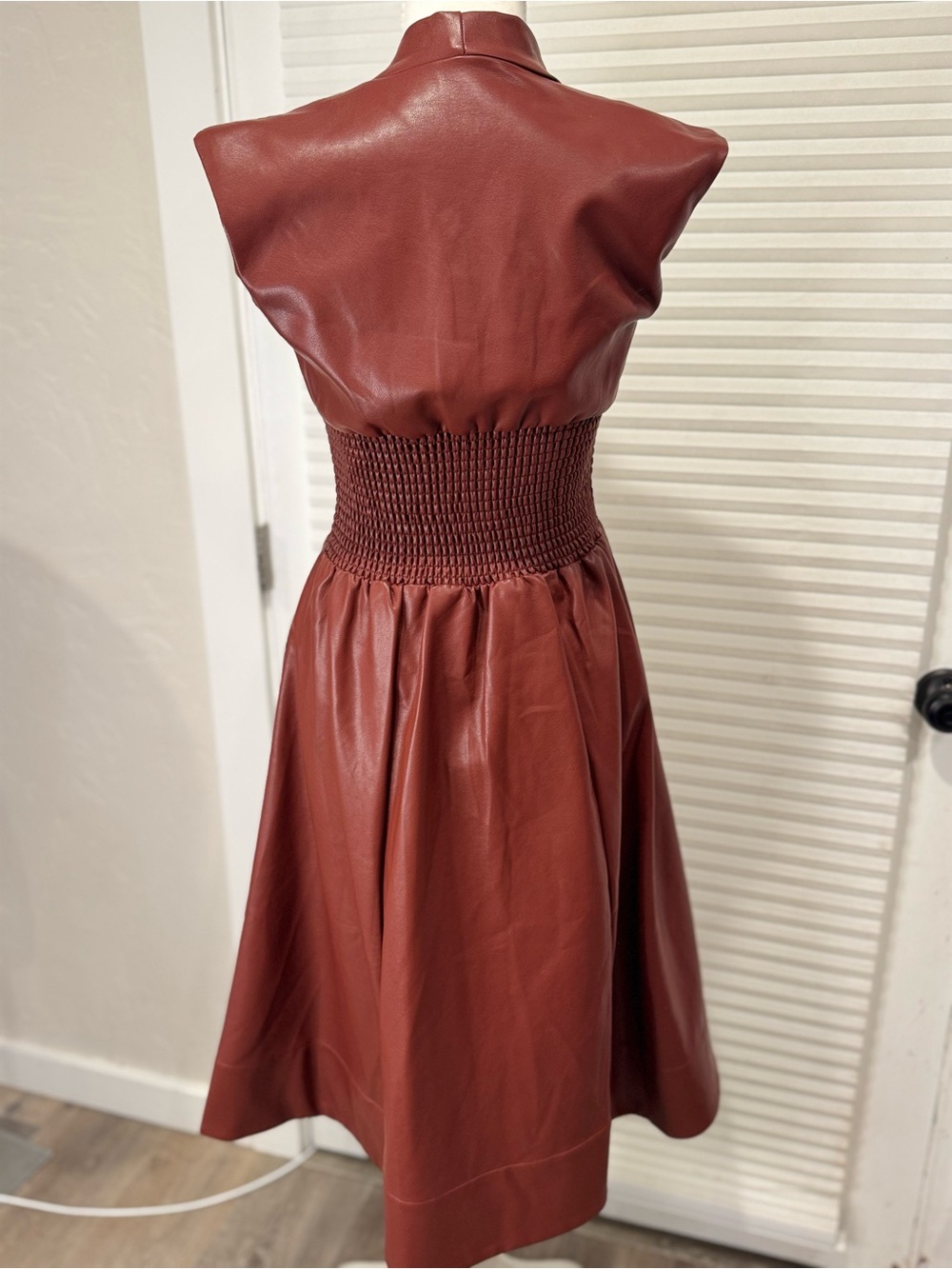 Anthropologie Tommie Cap-Sleeve Faux Leather Shirtdress 1301 - Picture 2 of 7